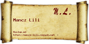 Mancz Lili névjegykártya